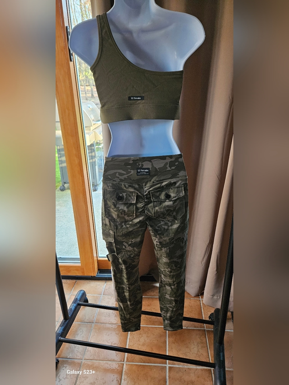 Firmabs Two‑Piece Set — Olive Cutout Top + Camo Tactical Joggers - Picture 2 of 13